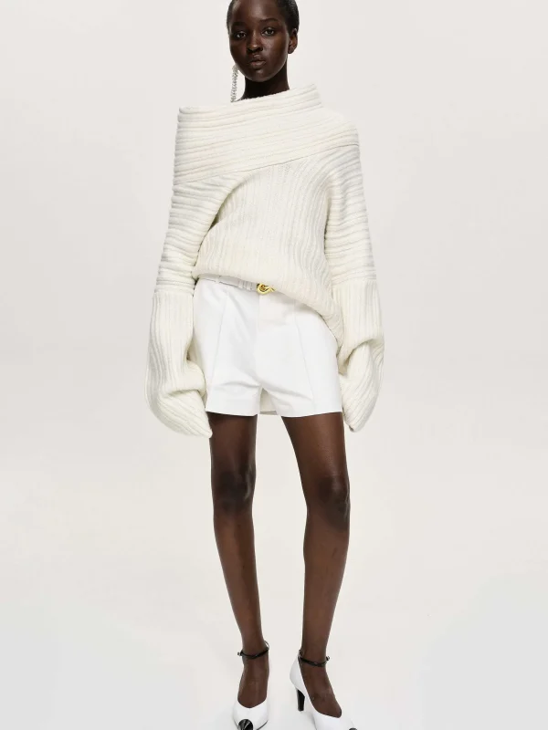 Best Source Unknown Becca Pull Surdimensionne En Tricot A Rouleau Haut, Blanc