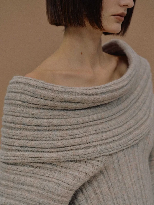 Clearance Source Unknown Becca Pull Surdimensionne En Tricot A Rouleau Haut, Noix De Coco