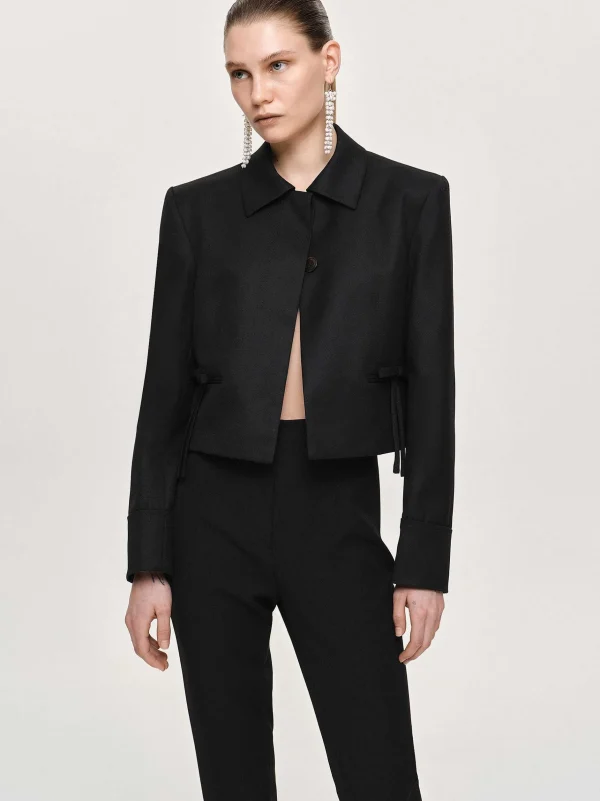 Best Source Unknown Blazer Court Avec Noeud Sisilia, Noir