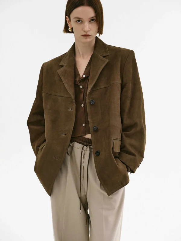 Hot Source Unknown Blazer En Peau D'Agneau Hailey, Noix De Pecan