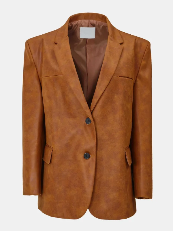 Discount Source Unknown Blazer Lui En Simili Cuir, Marron Rouille
