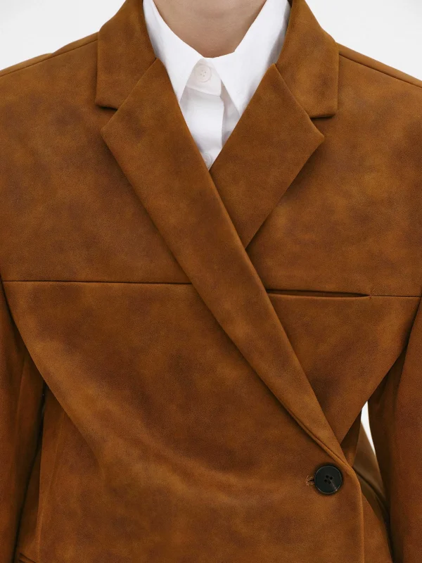 Store Source Unknown Blazer Lui En Simili Cuir, Marron Rouille