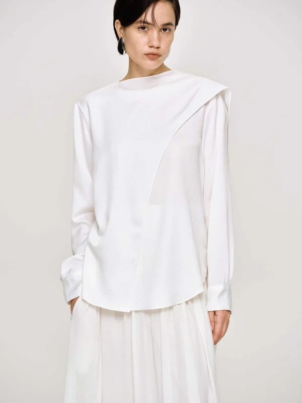 Outlet Source Unknown Blouse Echarpe Drapee Notte, Blanc