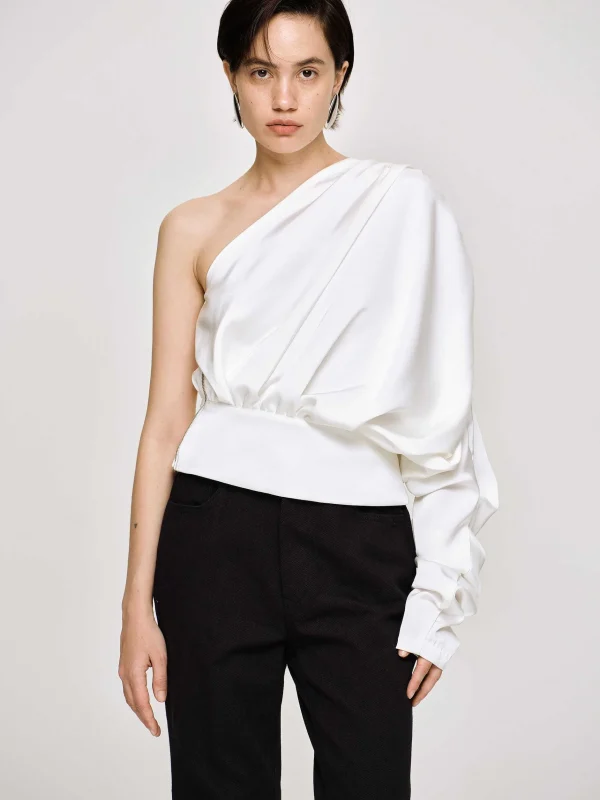 Flash Sale Source Unknown Chemisier A Une Epaule, Blanc