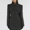 Cheap Source Unknown Corrin Wrap Blazer, Charbon