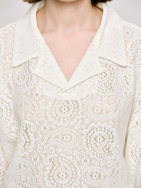 Flash Sale Source Unknown Haut A Col En Crochet, Ivoire