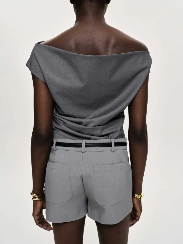 Online Source Unknown Haut Drape Asymetrique, Anthracite