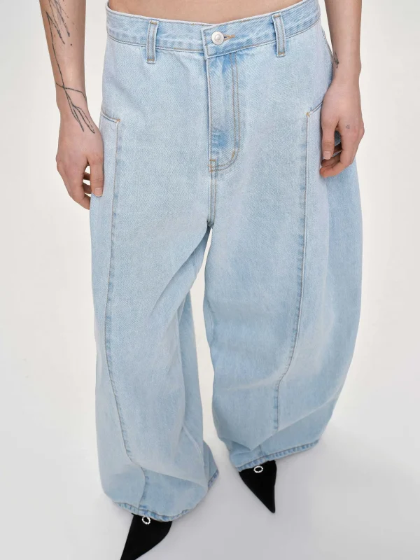 Hot Source Unknown Jean Oversize Double Face, Bleu Clair