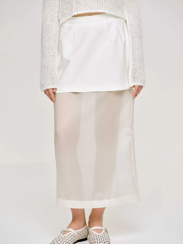 Best Sale Source Unknown Jupe Mi-Longue Transparente, Blanc