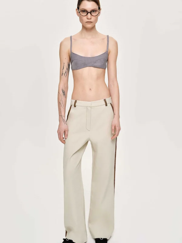 Online Source Unknown Pantalon A Finitions En Cuir, Toile