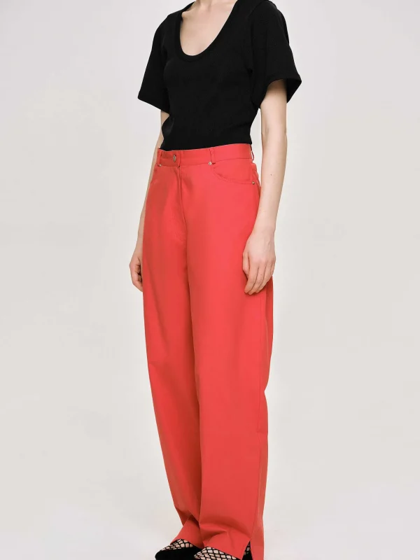 Online Source Unknown Pantalon A Jambe Cylindrique, Rouge