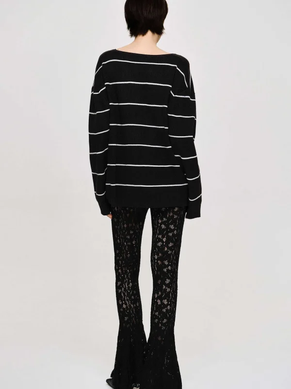 New Source Unknown Pantalon En Dentelle Chantilly, Noir