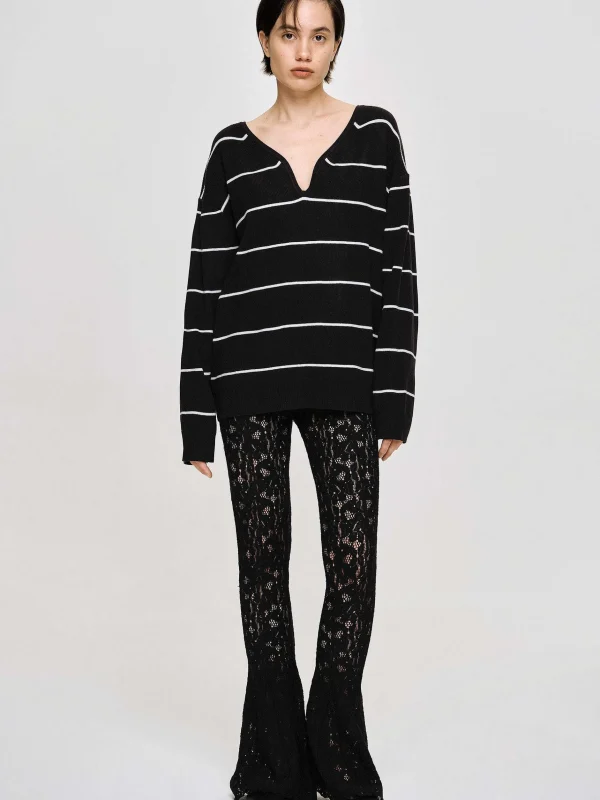 New Source Unknown Pantalon En Dentelle Chantilly, Noir