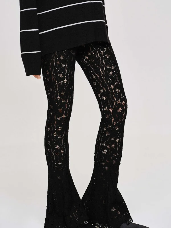 New Source Unknown Pantalon En Dentelle Chantilly, Noir