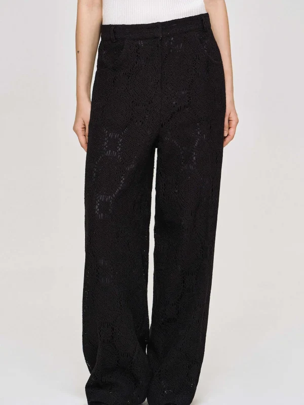 Online Source Unknown Pantalon Large Au Crochet Sevilla, Noir