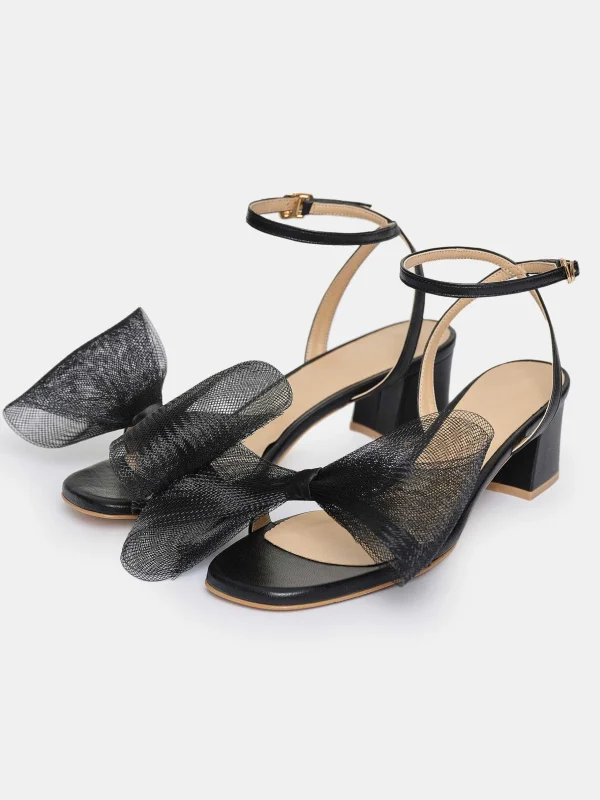 Best Sale Source Unknown Sandales A Noeud En Tulle Apogeo, Noir