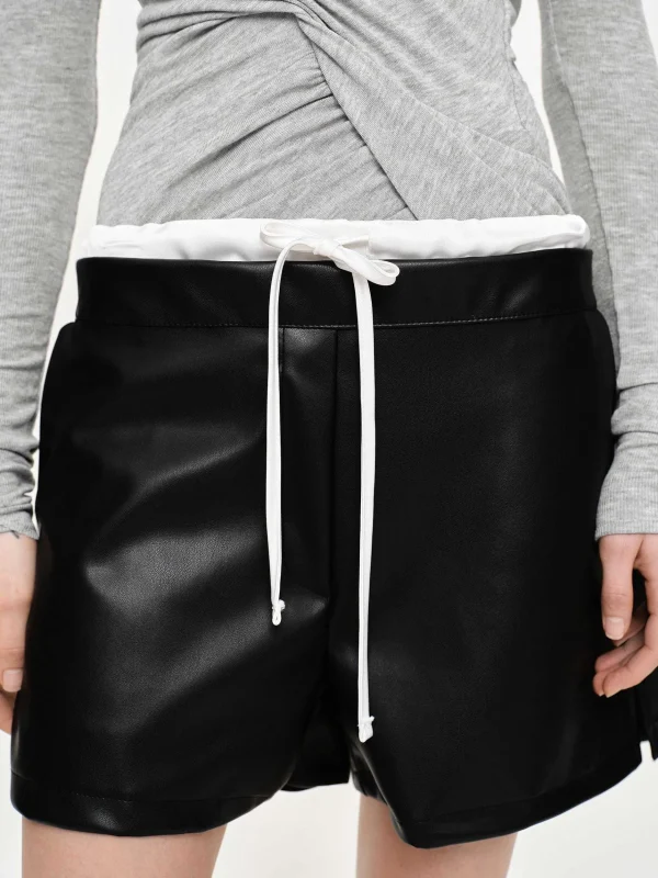 Flash Sale Source Unknown Short Superpose En Similicuir, Noir