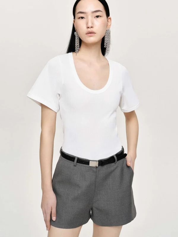 Cheap Source Unknown T-Shirt Deep U, Blanc