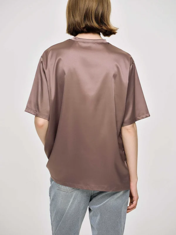 Online Source Unknown T-Shirt En Satin Soyeux, Haricot Rouge