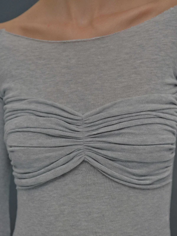 Sale Source Unknown T-Shirt Slim En Jersey Bustier, Gris Brume